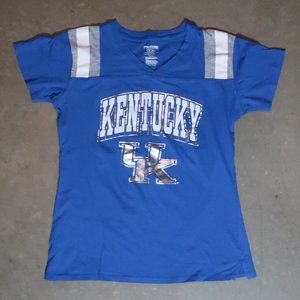 Pro Edge. University of Kentucky. Women's Medium. V-Neck T-Shirt. Blue w/ White.